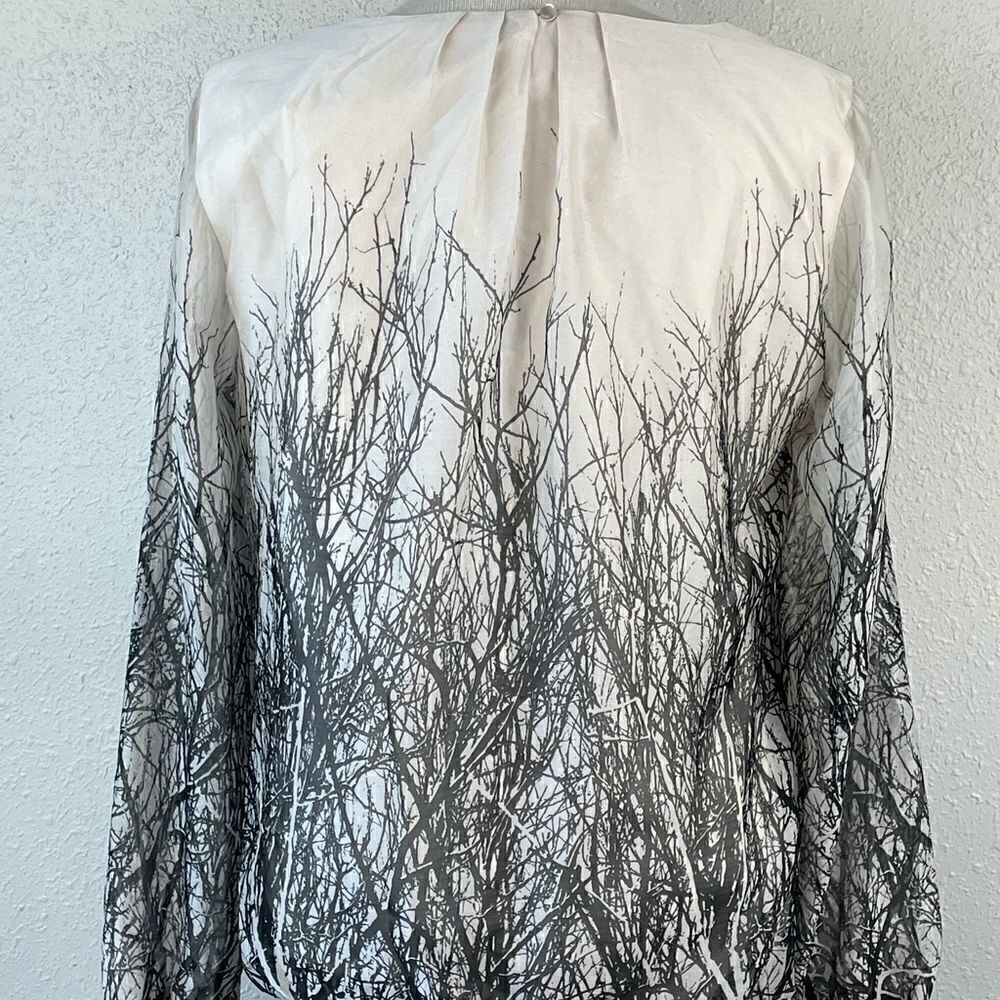 Nwt Roz & Ali Womens Black And Tan Long Sleeve Blouse Size M — image 6 of 8
